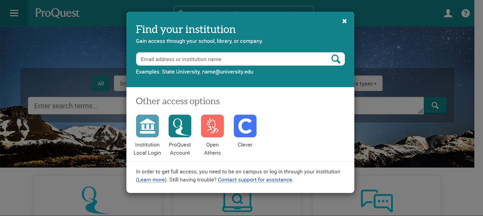 Encountering issues while attempting to access ProQuest as a remote user