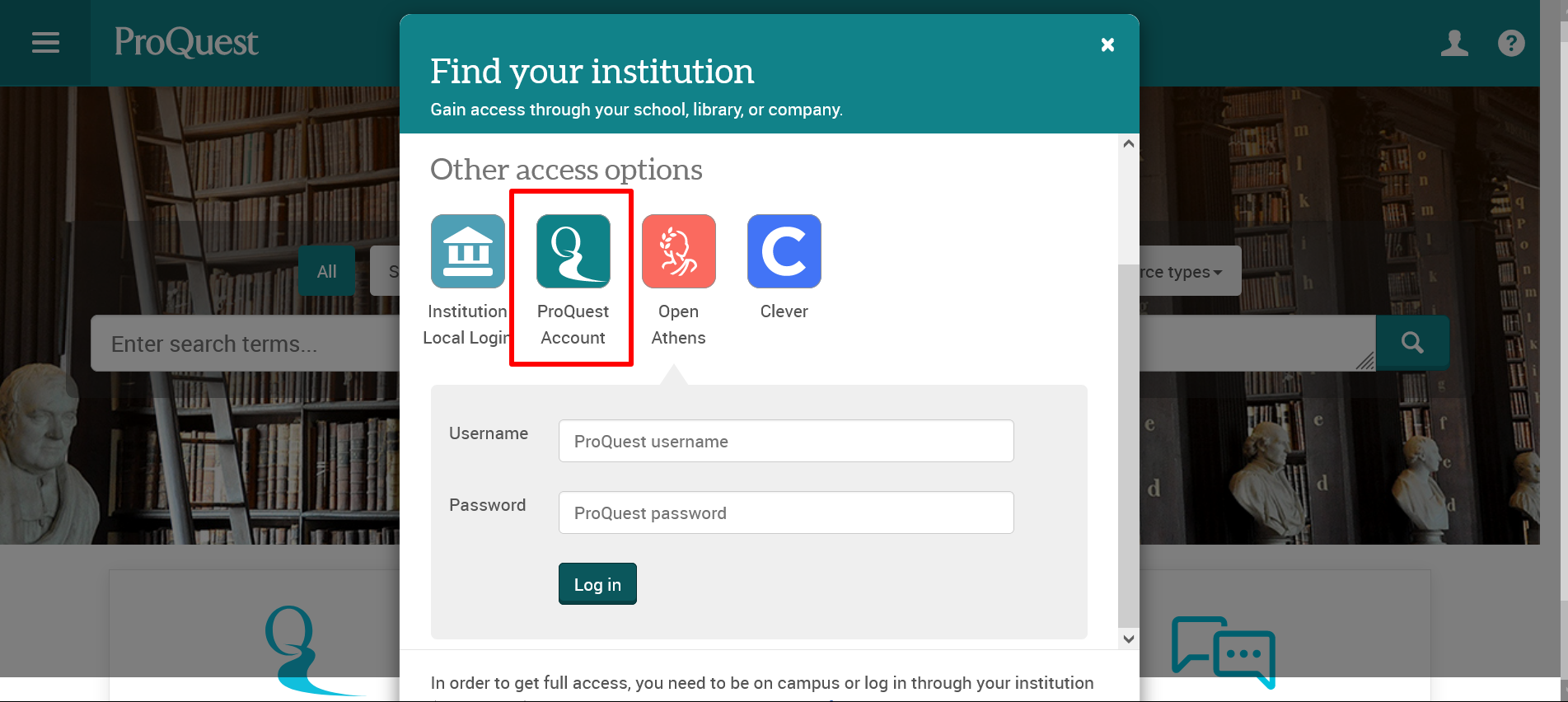 Encountering issues while attempting to access ProQuest as a remote user