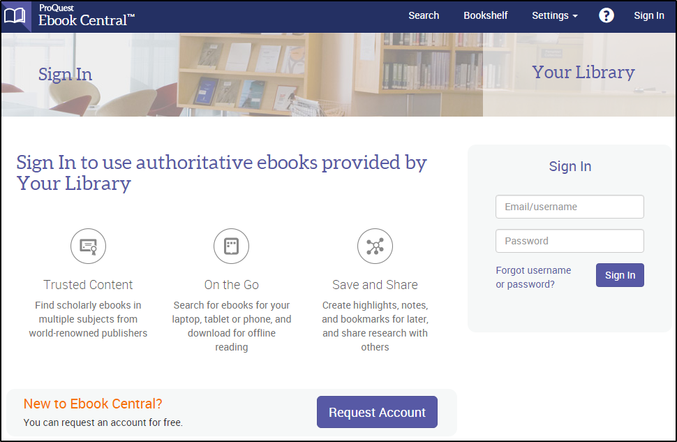 Ebook Central Admin: Authentication, 'Patron Login' method